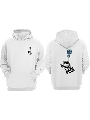 The Wert Unisex Hang Loose Tasarım Ön Arka Baskılı Normal Kalıp Beyaz Sweatshirt