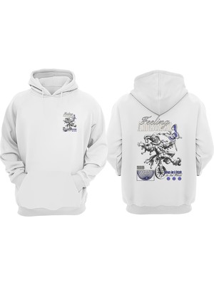 The Wert Unisex Feeling Amusement Tasarım Ön Arka Baskılı Normal Kalıp Beyaz Sweatshirt