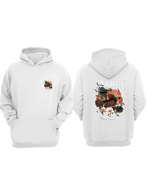 The Wert Unisex Dınner Vancarhell Tasarım Ön Arka Baskılı Normal Kalıp Beyaz Sweatshirt