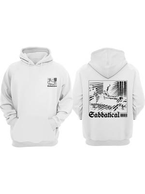 The Wert Unisex Gabbatical Tasarım Ön Arka Baskılı Normal Kalıp Beyaz Sweatshirt