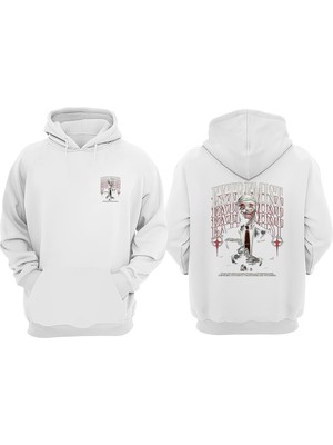 The Wert Unisex Extremist Tasarım Ön Arka Baskılı Normal Kalıp Beyaz Sweatshirt