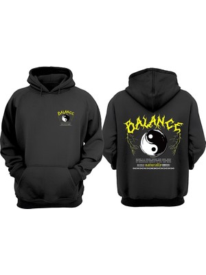 The Wert Unisex Urban Style Tasarım Ön Arka Baskılı Normal Kalıp Siyah Sweatshirt