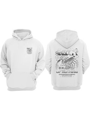 The Wert Unisex Fear Of Nothing Tasarım Ön Arka Baskılı Normal Kalıp Beyaz Sweatshirt