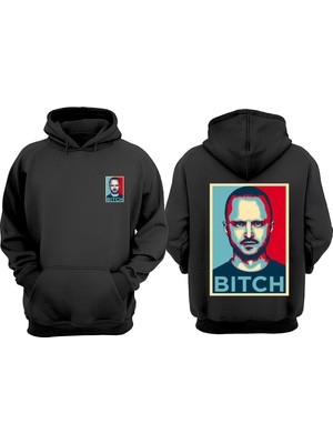 The Wert Unisex Jesse Pinkman Tasarım Ön Arka Baskılı Normal Kalıp Siyah Sweatshirt