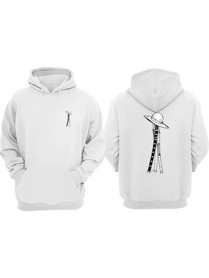 The Wert Unisex Anime Şapka Kılıçlar Tasarım Ön Arka Baskılı Normal Kalıp Beyaz Sweatshirt