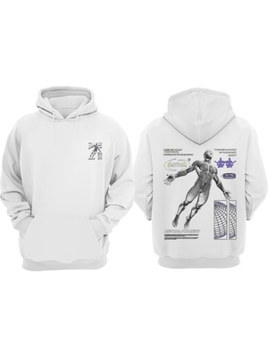 The Wert Unisex Astral Tasarım Ön Arka Baskılı Normal Kalıp Beyaz Sweatshirt