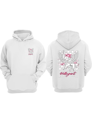The Wert Unisex Hollypant Tasarım Ön Arka Baskılı Normal Kalıp Beyaz Sweatshirt