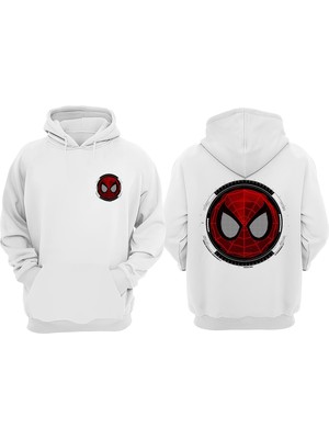 The Wert Unisex Spider Gözler Tasarım Ön Arka Baskılı Normal Kalıp Beyaz Sweatshirt