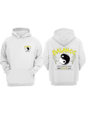 The Wert Unisex Urban Style Tasarım Ön Arka Baskılı Normal Kalıp Beyaz Sweatshirt
