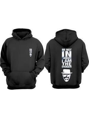 The Wert Unisex Im Not In Danger Tasarım Ön Arka Baskılı Normal Kalıp Siyah Sweatshirt