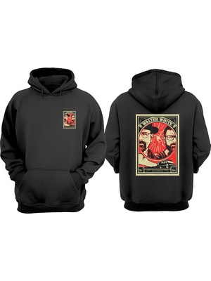 The Wert Unisex Walter White Breaking Bad Tasarım Ön Arka Baskılı Normal Kalıp Siyah Sweatshirt