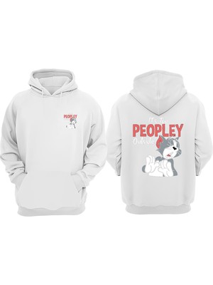 The Wert Unisex Its Too Peopley Outside Tasarım Ön Arka Baskılı Normal Kalıp Beyaz Sweatshirt