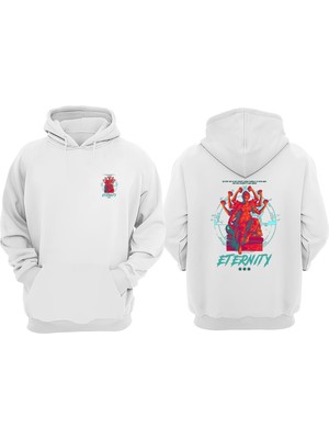 The Wert Unisex Eternıty Tasarım Ön Arka Baskılı Normal Kalıp Beyaz Sweatshirt