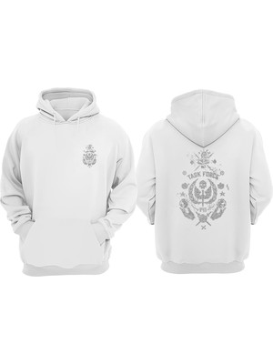 The Wert Unisex Task Force 141 Kanat Tasarım Ön Arka Baskılı Normal Kalıp Beyaz Sweatshirt