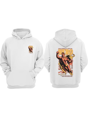 The Wert Unisex Jungian Hero Definition Tasarım Ön Arka Baskılı Normal Kalıp Beyaz Sweatshirt