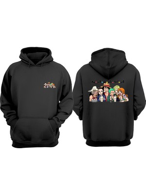 The Wert Unisex Just A Girl Who Loves Anime Tasarım Ön Arka Baskılı Normal Kalıp Siyah Sweatshirt