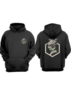 The Wert Unisex Designspiration Tasarım Ön Arka Baskılı Normal Kalıp Siyah Sweatshirt