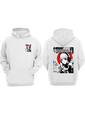 The Wert Unisex Love Fool Tasarım Ön Arka Baskılı Normal Kalıp Beyaz Sweatshirt