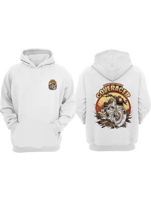 The Wert Unisex Coveracer Tasarım Ön Arka Baskılı Normal Kalıp Beyaz Sweatshirt