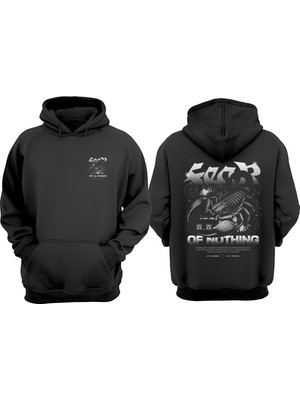 The Wert Unisex Fear Of Nothing Tasarım Ön Arka Baskılı Normal Kalıp Siyah Sweatshirt