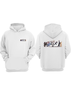 The Wert Unisex Konuşma Sırası Tasarım Ön Arka Baskılı Normal Kalıp Beyaz Sweatshirt