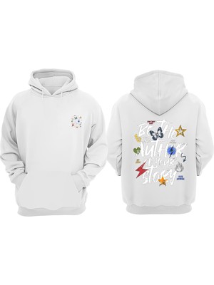 The Wert Unisex Be The Author Of Your Story Tasarım Ön Arka Baskılı Normal Kalıp Beyaz Sweatshirt