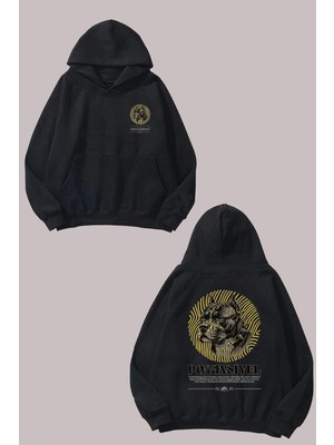 The Wert Potansiyel Dog Tasarım Ön Arka Baskılı Normal Kalıp Siyah Sweatshirt