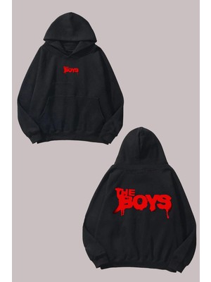 The Wert Unisex The Boys Tasarım Ön Arka Baskılı Normal Kalıp Siyah Sweatshirt