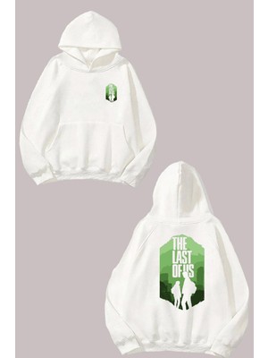 The Wert Unisex The Last Of Us Tasarım Ön Arka Baskılı Normal Kalıp Beyaz Sweatshirt