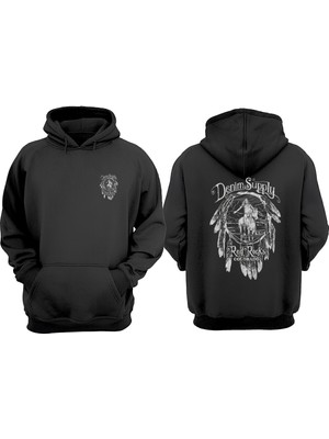 The Wert Denim Supply Tasarım Ön Arka Baskılı Normal Kalıp Siyah Sweatshirt
