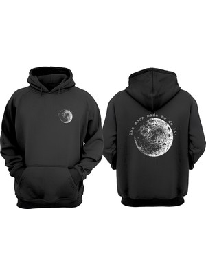 The Wert Unisex The Moon Made Me Do It Tasarım Ön Arka Baskılı Normal Kalıp Siyah Sweatshirt