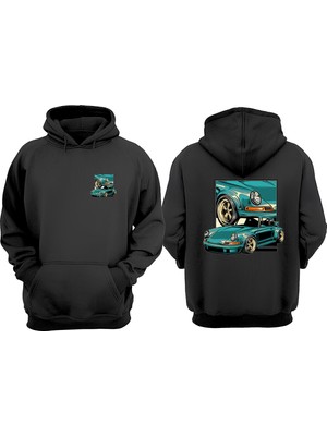 The Wert Unisex Born For The Track Wall And Art Print Tasarım Ön Arka Baskılı Normal Kalıp Siyah Sweatshirt