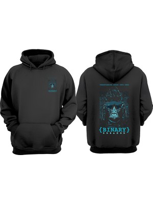 The Wert Binary Breaker Tasarım Ön Arka Baskılı Normal Kalıp Siyah Sweatshirt