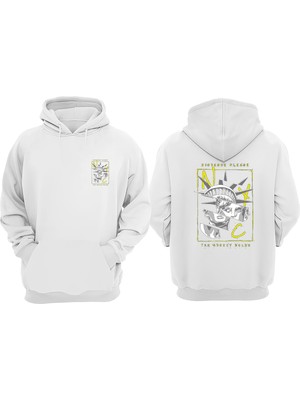 The Wert Unisex Dıstance Plaase The Street Ruler Tasarım Ön Arka Baskılı Normal Kalıp Beyaz Sweatshirt