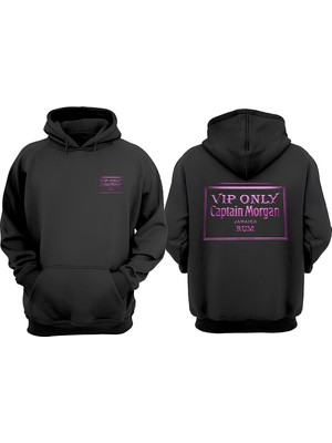 The Wert Unisex Vıp Only Cataın Morgan Tasarım Ön Arka Baskılı Normal Kalıp Siyah Sweatshirt