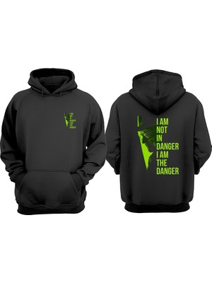 The Wert Unisex Walter White Danger Tasarım Ön Arka Baskılı Normal Kalıp Siyah Sweatshirt