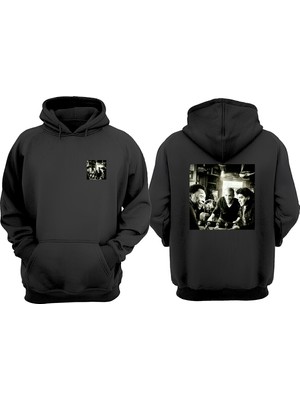 The Wert Unisex Zidane Pele Maradonna Maradona Tasarım Ön Arka Baskılı Normal Kalıp Siyah Sweatshirt