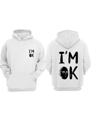 The Wert Im Ok Stamina Tasarım Ön Arka Baskılı Normal Kalıp Beyaz Sweatshirt