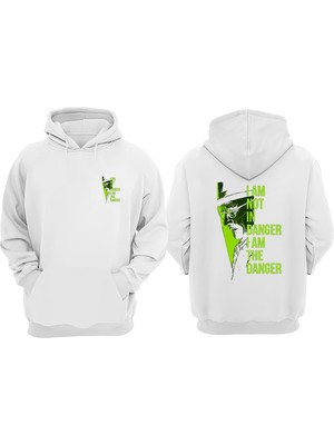 The Wert Unisex Walter White Danger Tasarım Ön Arka Baskılı Normal Kalıp Beyaz Sweatshirt