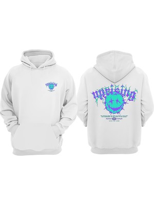 The Wert Unisex Face Of Uprising Tasarım Ön Arka Baskılı Normal Kalıp Beyaz Sweatshirt