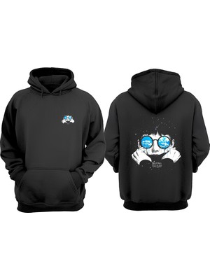 The Wert Unisex Beynod The Eyes Tasarım Ön Arka Baskılı Normal Kalıp Siyah Sweatshirt