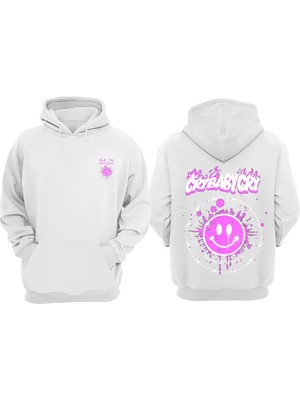 The Wert Cry Baby Cry Tasarım Ön Arka Baskılı Normal Kalıp Beyaz Sweatshirt