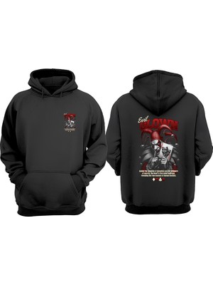 The Wert Evil Clown Tasarım Ön Arka Baskılı Normal Kalıp Siyah Sweatshirt