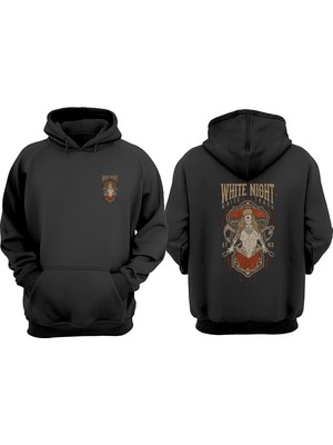 The Wert Whıte Nıght 1703 Tasarım Ön Arka Baskılı Normal Kalıp Siyah Sweatshirt