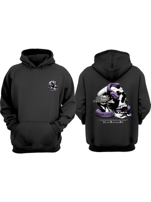 The Wert Socially Tasarım Ön Arka Baskılı Normal Kalıp Siyah Sweatshirt