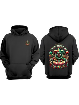 The Wert Fearınside Tasarım Ön Arka Baskılı Normal Kalıp Siyah Sweatshirt