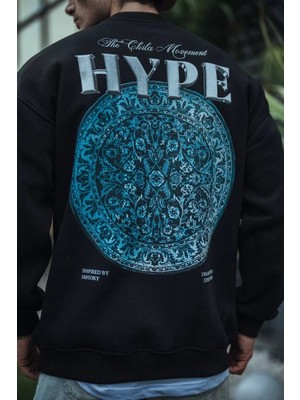 Janes Üç Iplik Bisiklet Yaka Baskılı Sweatshirt - Siyah