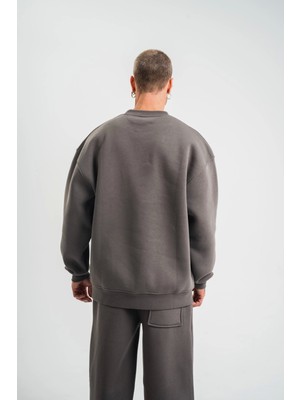 Janes Uzun Kol Bisiklet Yaka Basic Sweatshirt - Füme