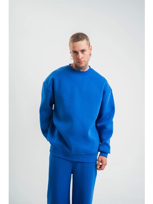 Janes Uzun Kol Bisiklet Yaka Basic Sweatshirt - Mavi