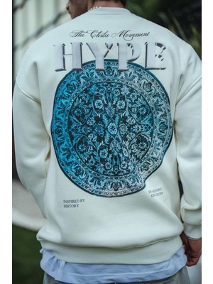 Janes Üç Iplik Bisiklet Yaka Baskılı Sweatshirt - Beyaz